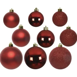 Decoris Kerstballen - Kerstboomversiering - Rood 26 stuks 3 Assortiment