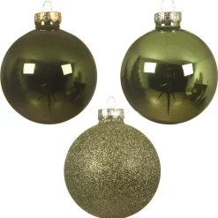 Decoris Kerstballen Glas Mix - Kerstboomversiering - Ø7 cm Groen 42 stuks