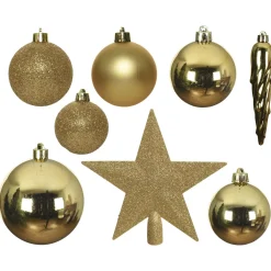 Decoris Kerstboomdecoratie - Kerstboomversiering - Ø8 cm Goud 33 33-Delig