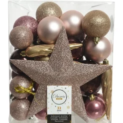 Decoris Kerstboomdecoratie - Kerstboomversiering - Ø8 cm Mix 33 33-Delig