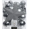 Decoris Kerstboomdecoratie - Kerstboomversiering - Ø8 cm Zilver 33 33-Delig