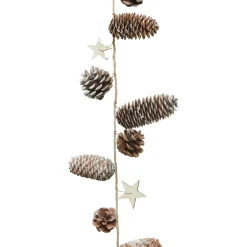 Decoris Slinger Dennenappel - Kerstversiering - 7x7x150 cm Wit