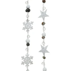Decoris Slinger Sneewvlokken - Kerstversiering - 2x5x100 cm Wit