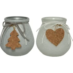 Decoris Theelichthouder - Kerstversiering - Ø10x10 cm Assorti