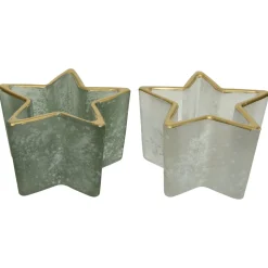 Decoris Theelichthouder Ster - Kerstversiering - Ø10.50x6.50 cm Assorti