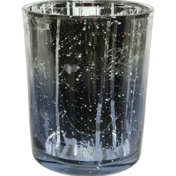 Decoris Windlicht Sneeuw - Kerstversiering - Ø10x12.50 cm Blauw