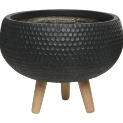 Decoris Zoe Bloempot Op Poten Zwart - Buitenpot