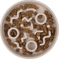 District 70 Bamboo Cat Slow Feeder - Kattenvoerbak - Ø13.5 cm Beige