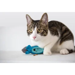 Doc & Phoebe's Indoor Hunting Cat Feeder - Kattenvoerbak - 23x20x5.3 cm Grijs Blauw