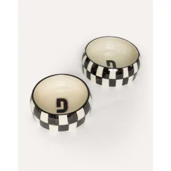 Dogguo Block Dogbowl - Voer & Drinkbak - Ø20x9 cm Beige Zwart M