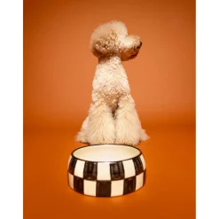 Dogguo Block Dogbowl - Voer & Drinkbak - Ø20x9 cm Beige Zwart M