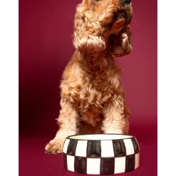 Dogguo Block Dogbowl - Voer & Drinkbak - Ø20x9 cm Beige Zwart M