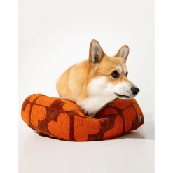 Dogguo Heart Round Bed - Hondenmatras - 55x55x20 cm Bruin Oranje S