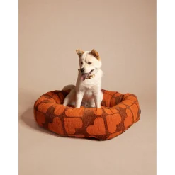 Dogguo Heart Round Bed - Hondenmatras - 75x75x25 cm Bruin Oranje M