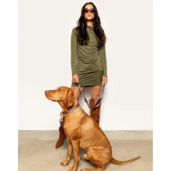 Dogguo Retro Wave Collar - Hondenhalsband - Ø26 cm Groen Pink M