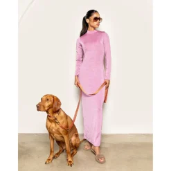 Dogguo Retro Wave Leash - Hondenriem - 200x2 cm Roest Pink S