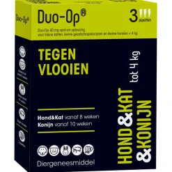 Duo-Op 40 Mg Hond. Kat En Konijn Tot 4 Kg - Anti vlooienmiddel - 3 pip