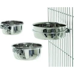 Duvo+ Vogel Eetkom Inox + 2 Vijzen - Kooi Accessoire