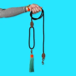 Dwam Looplijn Sand Touw - Hondenriem - 155x1.4 cm Zwart