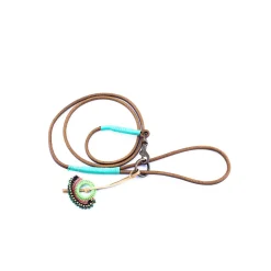 Dwam Puppy Looplijn Billy - Hondenriem - 135x0.7 cm Bruin Turquoise