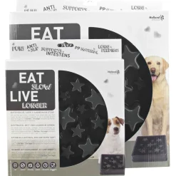 Eat Slow Live Longer Anti-Schrok Voerbak Ster Grijs - Hondenvoerbak
