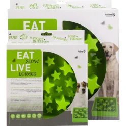 Eat Slow Live Longer Anti-Schrok Voerbak Ster Groen - Hondenvoerbak