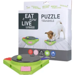 Eat Slow Live Longer Puzzle Triangle - Hondenspeelgoed - 25x25x4 cm Groen