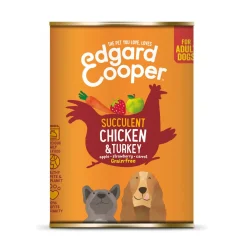 Edgard&Cooper Blik Chicken Turkey Adult - Hondenvoer - Kip Kalkoen Aardbei 400 g Graanvrij