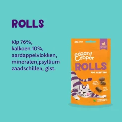 Edgard&Cooper Rolls - Kattensnack - Kip Kalkoen 45 g