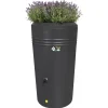 Elho Green Basics Regenton Living Black Met Plantenbak - Regenwatertonnen - Ø61x110 cm 200 l Zwart