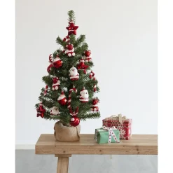 Everlands Imperial Mini Boom - Kerstboom - Ø41x75 cm Groen Rood Met 20 Decoratiefiguren