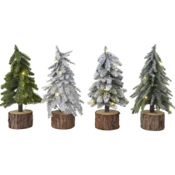 Everlands Mini Boom - Kerstboom - Ø15x37 cm Groen 15 led 4 Assorti