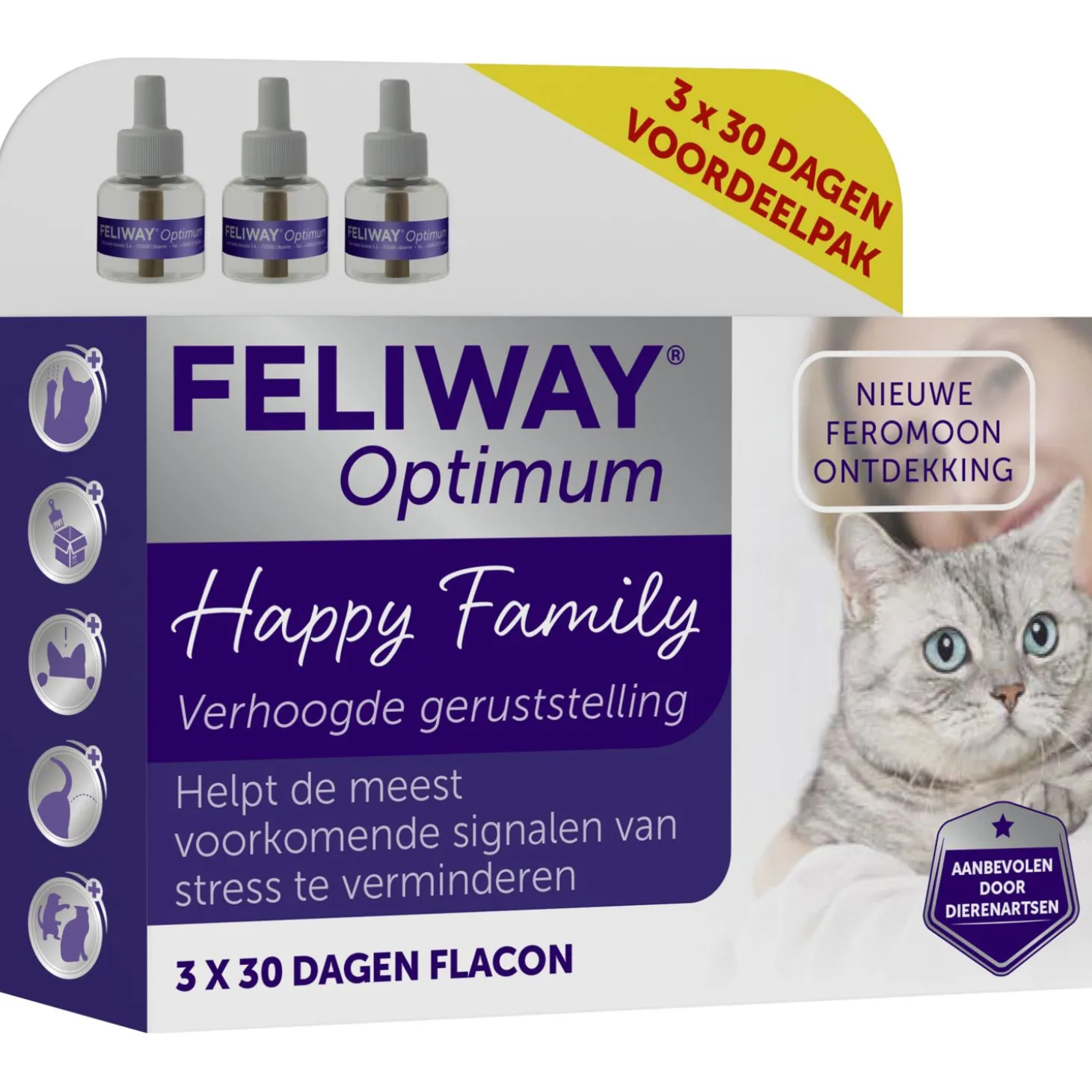 Feliway Optimum Navulling 3-Pack - Anti stressmiddel - 48 ml