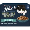 Felix Maaltijdzakjes Heerlijke Reepjes Vis Selectie Box - Kattenvoer - Zalm Tonijn Kabeljauw 12x85 g