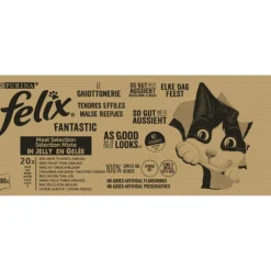 Felix Multibox Elke Dag Feest Mix Selectie In Gelei - Kattenvoer - Rund Tonijn Kip 80x85 g