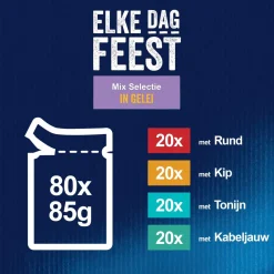 Felix Multibox Elke Dag Feest Mix Selectie In Gelei - Kattenvoer - Rund Tonijn Kip 80x85 g