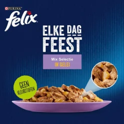 Felix Multibox Elke Dag Feest Mix Selectie In Gelei - Kattenvoer - Rund Tonijn Kip 80x85 g