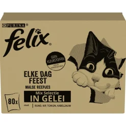 Felix Multibox Elke Dag Feest Mix Selectie In Gelei - Kattenvoer - Rund Tonijn Kip 80x85 g