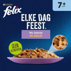 Felix Multipack Elke Dag Feest Mix Selectie In Gelei 7+ Senior - Kattenvoer - Rund Kip Tonijn 12x85 g