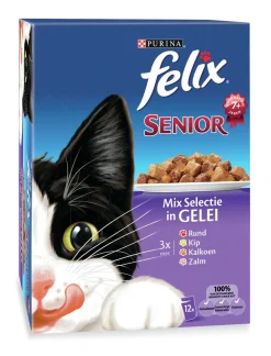 Felix Multipack Maaltijdzakjes Senior - Kattenvoer - Vlees 12x100 g