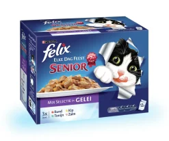 Felix Multipack Maaltijdzakjes Senior Elke Dag Feest - Kattenvoer - Mix 12x100 g