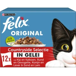 Felix Multipack Original Countryside In Gelei - Kattenvoer - Rund Kip Konijn 12x85 g