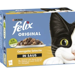 Felix Multipack Original Gevogelte Selectie In Saus - Kattenvoer - Eend Kip Kalkoen 12x85 g