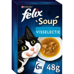 Felix Soup Vis Selectie - Kattenvoer - Kabeljauw Tonijn Schol 6x48 g