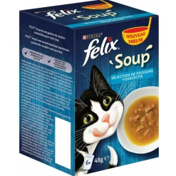 Felix Soup Vis Selectie - Kattenvoer - Kabeljauw Tonijn Schol 6x48 g
