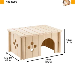 Ferplast Caviahuisje Hout Sin 4645 - Kooi Accessoire - 26x18.5x13.5 cm