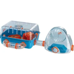 Ferplast Hamsterkooi Combi 2 - Dierenverblijf - 79.5x29.5x26 cm Blauw Oranje