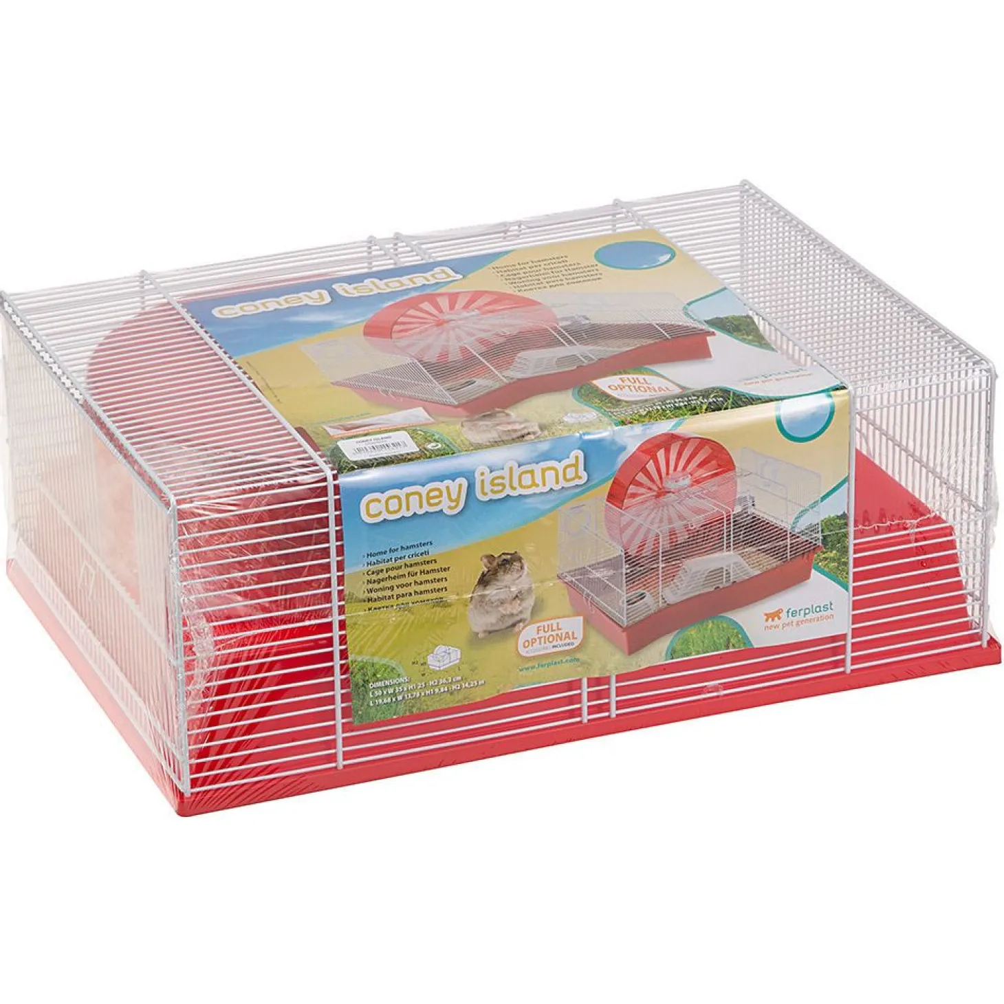 Ferplast Hamsterkooi Coney Island - Dierenverblijf - 51.2x36.7x36.2 cm Rood Wit