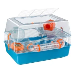 Ferplast Hamsterkooi Duna Fun - Dierenverblijf - 55x47x37.5 cm Blauw Oranje