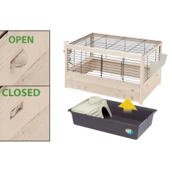 Ferplast Konijnenkooi Arena 100 - Dierenverblijf - 100x62.5x51 cm Houtkleur